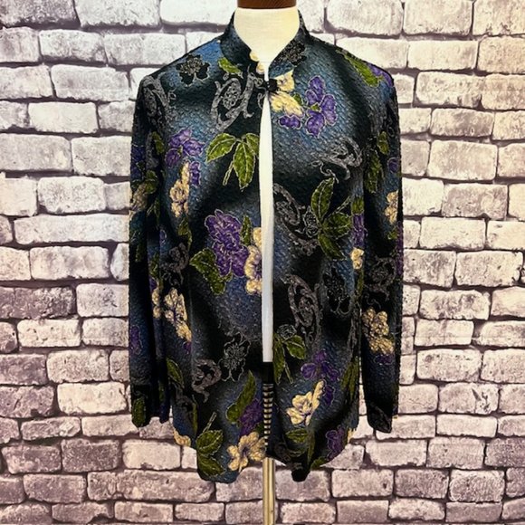 R&M Richards Long Sleeve Multicolored Jacket Size 16W - Picture 1 of 8
